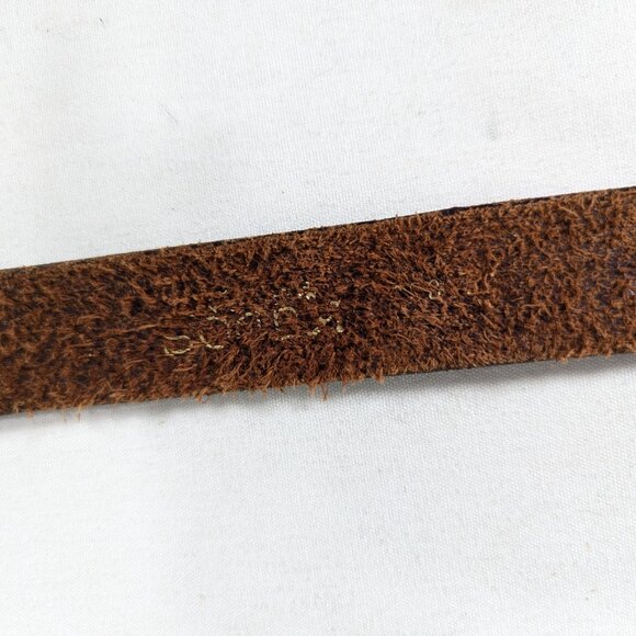 Kudos genuine leather belt chestnut brown + gold tone XXX accents made in Spain - Picture 7 of 11